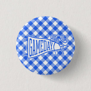 Königsblau Spieltags-Gingham-Wimpel-Schleife Button