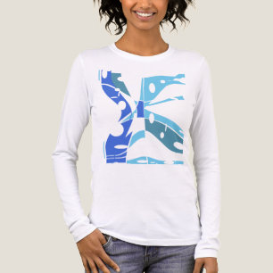 Königsblau-Teal-Klare Kreise Geometrisches Kunstde Tri-Blend Shirt