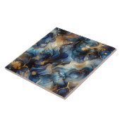 Königsblau und Gold Alcohol Ink Fliese (Seite)