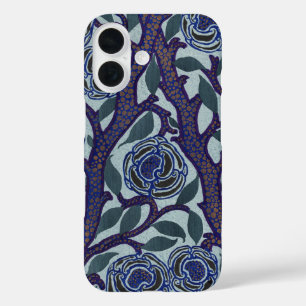 Königsblau und Gold Art Deco Rosen Blumen Dekor iPhone 16 Hülle