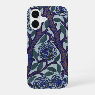 Königsblau und Gold Art Deco Rosen Blumen Dekor iPhone 16 Hülle