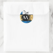 Königsblau und Goldmonogramm Runder Aufkleber (Tasche)
