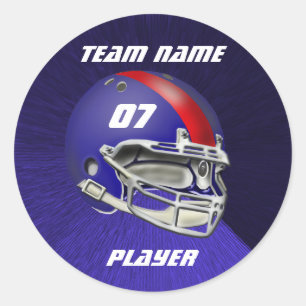 Königsblau-und Rot-Football-Helm Runder Aufkleber