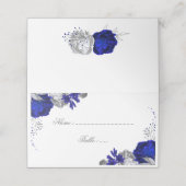 Königsblau und silberne Blume botanische Platzkart Platzkarte (Außenseite Aufgefaltet)