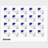 Königsblau und silberne Blume weiß danke Quadratischer Aufkleber (Blatt)