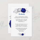 Königsblau und silberne Blume, weiß Details Begleitkarte (Vorne/Hinten)