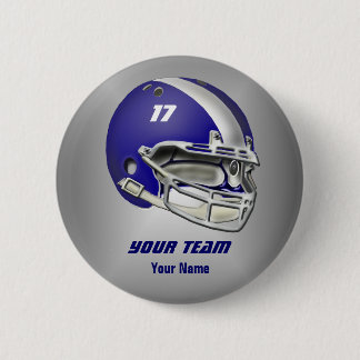 Königsblau-und Weiß-Football-Helm Button