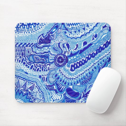 Königsblau und Weiß Ming Art-Musterkunst Mousepad (Mit Mouse)