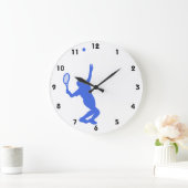 Königsblau-und Weiß-Tennis Große Wanduhr (Zuhause)