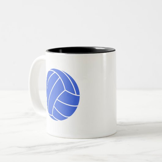 Königsblau-und Weiß-Volleyball Zweifarbige Tasse (Vorderseite Links)
