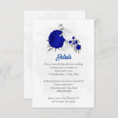 Königsblau und weiße Blume Silberbotanische Hochze Begleitkarte (Vorne/Hinten)