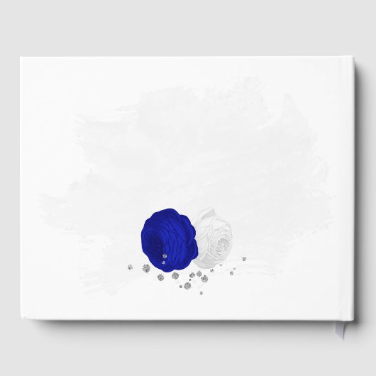 Königsblau und weiße Blume Silberbotanische Hochze Gästebuch (Rückseite)