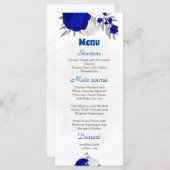 Königsblau und weiße Blume Silberbotanische Hochze Menükarte (Vorne/Hinten)