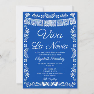 Königsblau Viva La Novia Brautparty Einladung