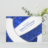 Königsblau Weiß Girl-Volleyball Geburtstagsparty Einladung (Stehend Vorderseite)