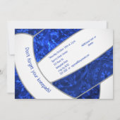 Königsblau Weiß Girl-Volleyball Geburtstagsparty Einladung (Rückseite)