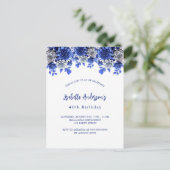 Königsblau-weiße Blume Einladungspostkarte (Stehend Vorderseite)