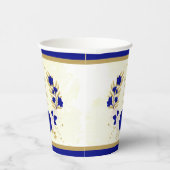 Königsblau-weiße Blume Goldkranz Pappbecher (Rechts)