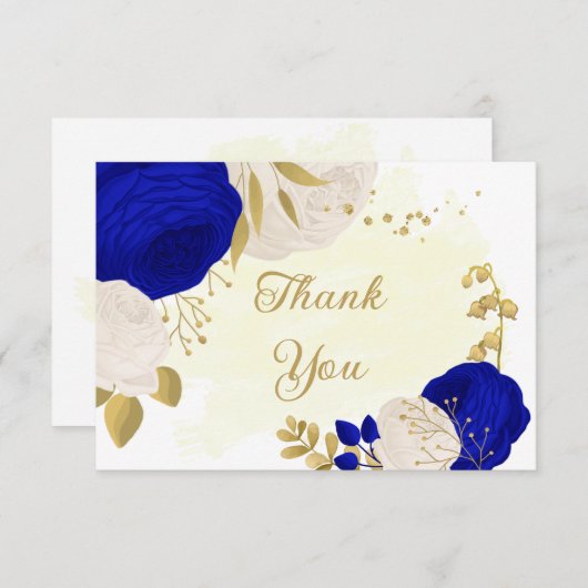 Königsblau-weiße Blume Goldmedaille botanische Hoc Dankeskarte (Vorne/Hinten)