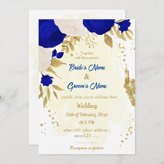 Königsblau-weiße Blume Goldmedaille botanische Hoc Einladung (Vorne/Hinten)