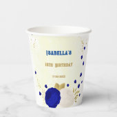 Königsblau-weiße Blume Pappbecher (Rückseite)