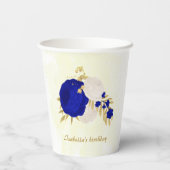 Königsblau-weiße Blume Pappbecher (Rückseite)