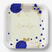 Königsblau-weiße Blume Pappteller (Vorderseite)