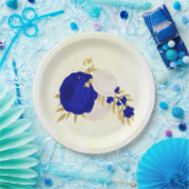 Königsblau-weiße Blume Pappteller (Party)