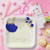 Königsblau-weiße Blume Pappteller (Party)