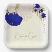 Königsblau-weiße Blume Pappteller (Vorderseite)