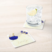 Königsblau-weiße Blume Rechteckiger Pappuntersetzer (Vor Ort)