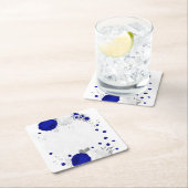 Königsblau-weiße Blume silber Rechteckiger Pappuntersetzer (Vor Ort)