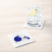 Königsblau-weiße Blume silber Untersetzer (Vor Ort)