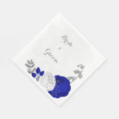 Königsblau-weiße Blume Silberhochzeit Serviette (Ecke)