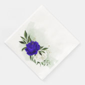 königsblau & weiße Blumen Grün Serviette (Ecke)