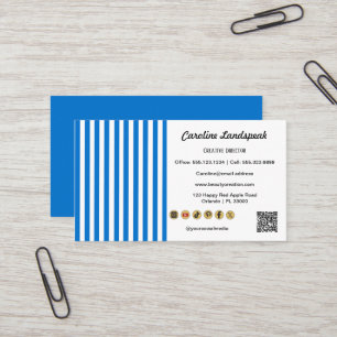 Königsblau Weiße Streifen QR-Code Social Media Ico Visitenkarte