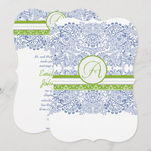 Königsblaue Apfelgrüne Graue Liebesvögel Hochzeit Einladung