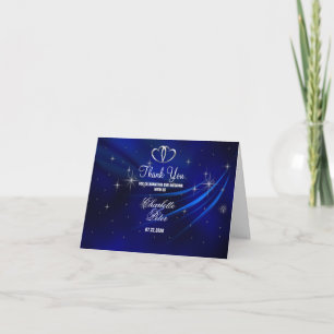 Königsblaue Diamanten/Herzen Hochzeit Danke Karte