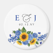 Königsblaue florale Sonnenblumen Moderne Hochzeit