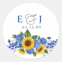 Königsblaue florale Sonnenblumen Moderne Hochzeit