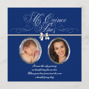 Königsblaue Foto-Quinceanera-Einladungen Einladung