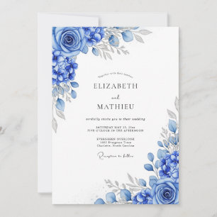 Königsblaue glänzende Winterhochzeit Einladung