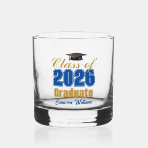 Königsblaue Gold-Abschlussfeier der Klasse 2026 Whiskyglas