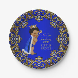 Königsblaue Gold Prinz Baby Shower Papier Teller