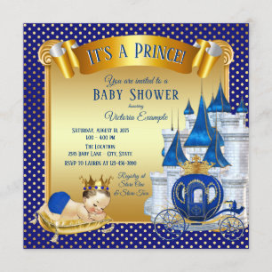 Königsblaue goldene Babyparty-Einladungen für eine Einladung