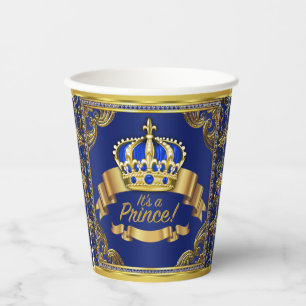 Königsblaue goldene Prinz-Baby-Party-Papierbecher Pappbecher