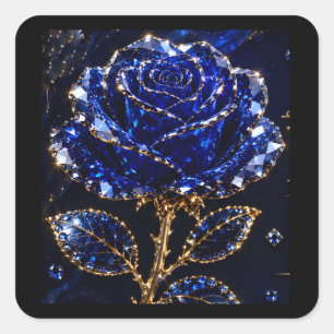 Königsblaue Goldkristallrose Quadratischer Aufkleber