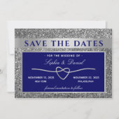 Königsblaue Hochzeit Save The Date (Vorderseite)