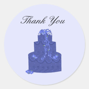 Königsblaue HochzeitstorteDanke Runder Aufkleber