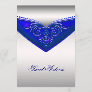 Königsblaue Ivory Sweet Sixteen Geburtstagsfeier Einladung